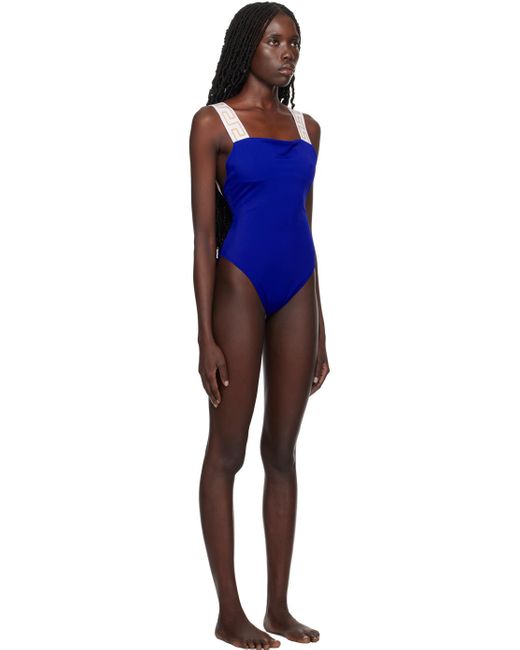 Versace Black Blue Greca Border Swimsuit