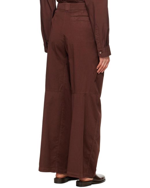 Lemaire Brown Burgundy Wide-Leg Trousers