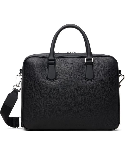 Boss Black Leather Emed-Logo Document Briefcase for men