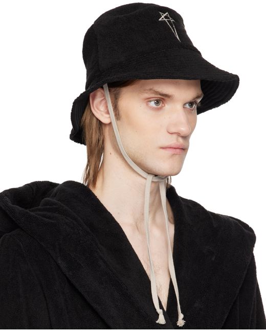 Rick Owens Black Beach Bucket Hat for men