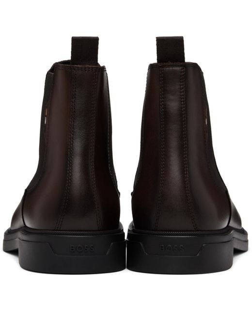 Bottes Chelsea Brunes En Cuir À Rayures Emblématiques Boss pour homme en coloris Black