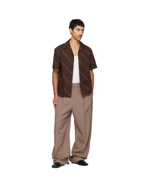 Ferragamo Brown Short Sleeve Bowling Shirt for men