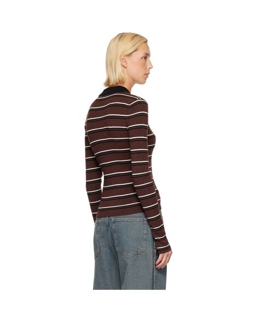 Ganni Red Striped Merino Polo
