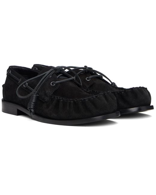 Dries Van Noten Black Suede Boat Shoes for men