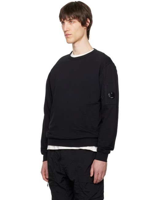 C P Company Black Light Fleece Crewneck Lens Sweatshirt for men