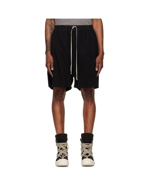 Rick Owens Black Tower Long Boxers Butt Zip Shorts for men