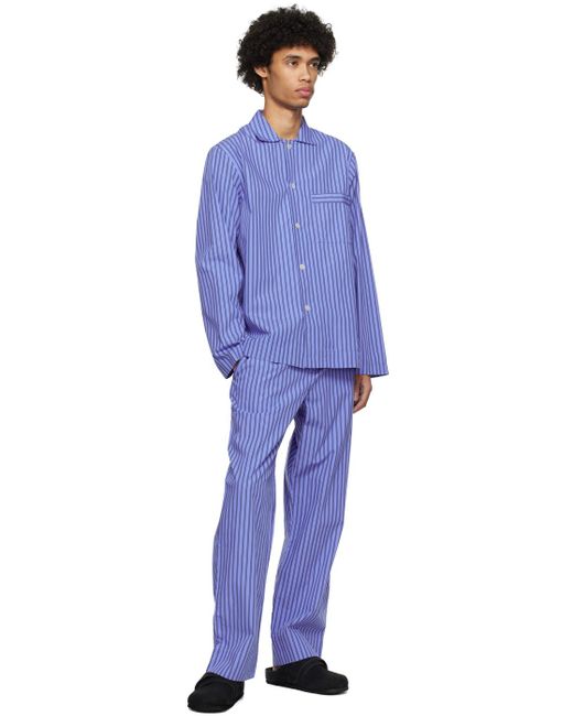 Pantalon de pyjama bleu à cordon coulissant Tekla pour homme en coloris Blue