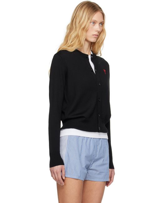 Cardigan Noir En Laine À Logo Ami De Cœur AMI en coloris Black