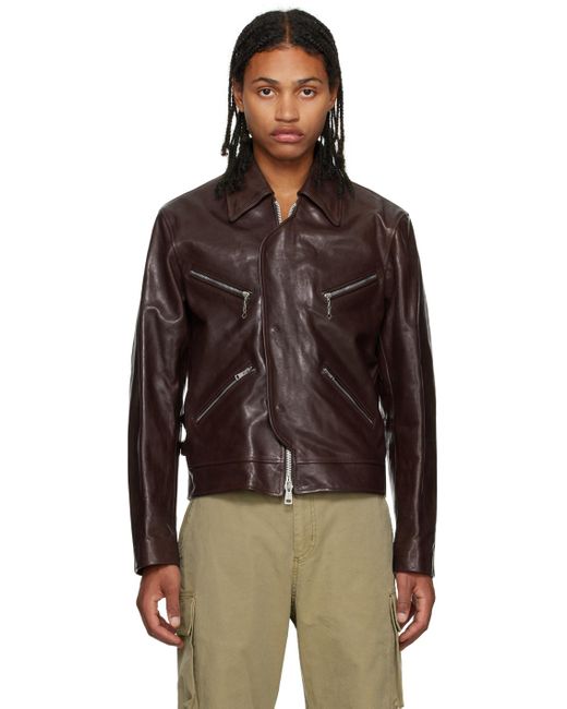Our Legacy Brown Red Demon Leather Jacket for men