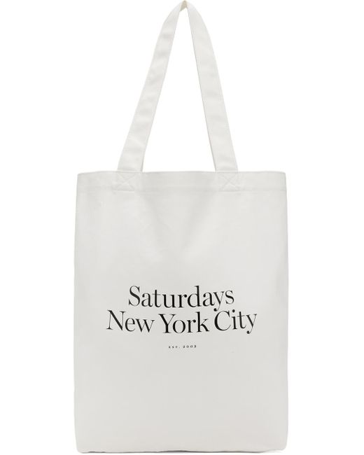 メンズ Saturdays NYC ホワイト Miller Standard トートバッグ White