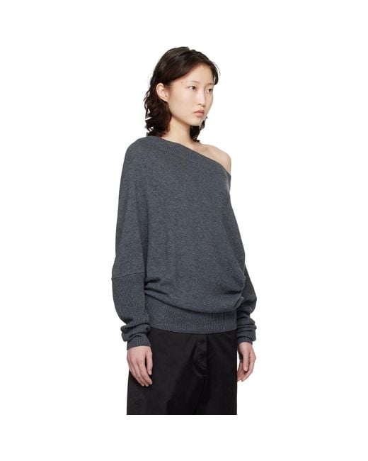 Cordera Blue Merino Wool Off-Shoulder Sweater