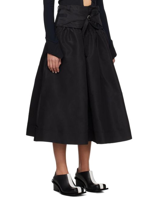 PAULA CANOVAS DEL VAS Black Puff Midi Skirt