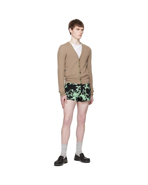 Dries Van Noten Black Ribbed Jacquard Shorts for men