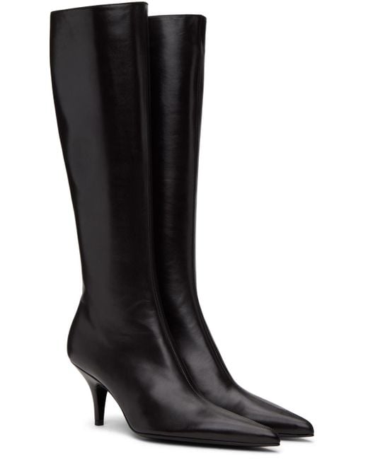 The Row Black Leather Sling Knee-high Boots 65