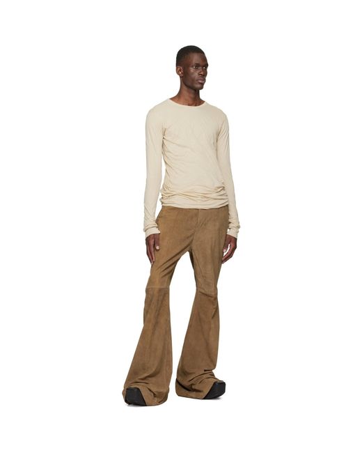 Rick Owens Natural Temple Bolan Bootcut Suede Pants for men