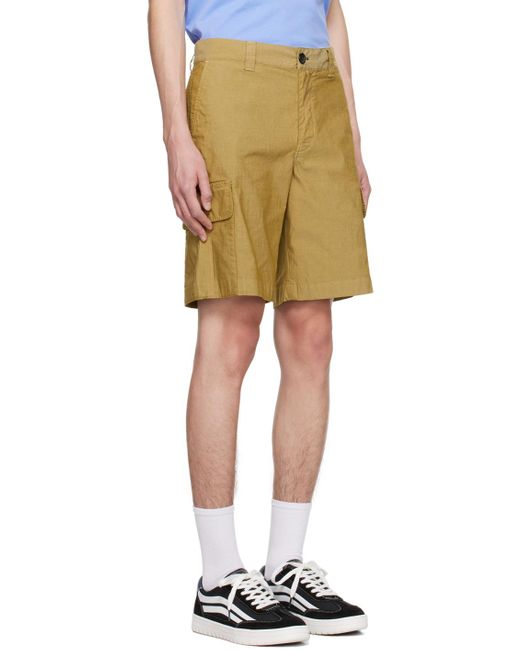 PS by Paul Smith Yellow Brown Four-pocket Cargo Shorts for men