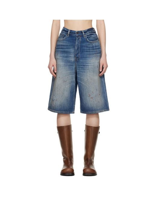 Acne Blue Loose Fit Denim Shorts