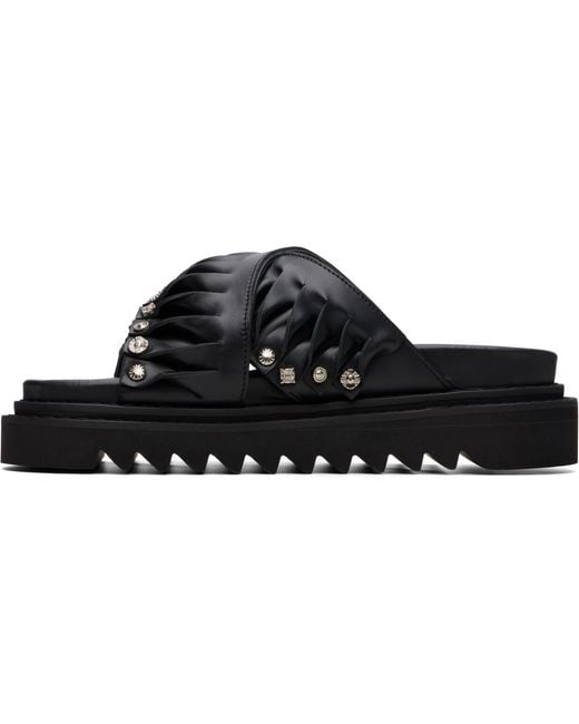 Toga Virilis Black Leather Sandals for men