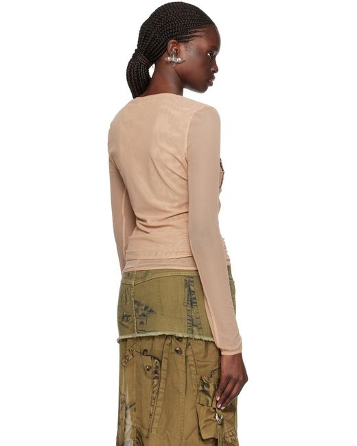 Blumarine Multicolor Beige Graphic Long Sleeve T-shirt