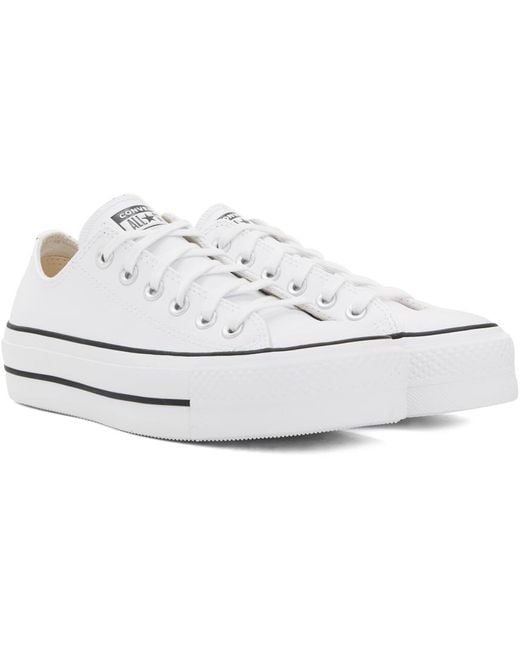 Converse Black White Chuck Taylor All Star Platform Leather Sneakers for men