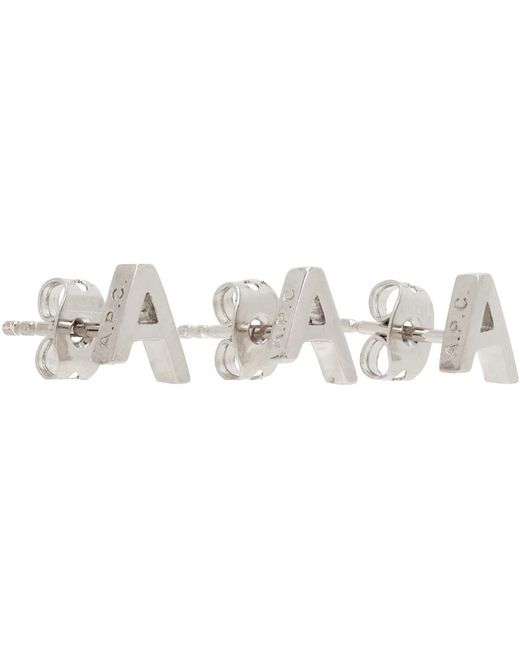 A.P.C. Black 'A' Earrings for men