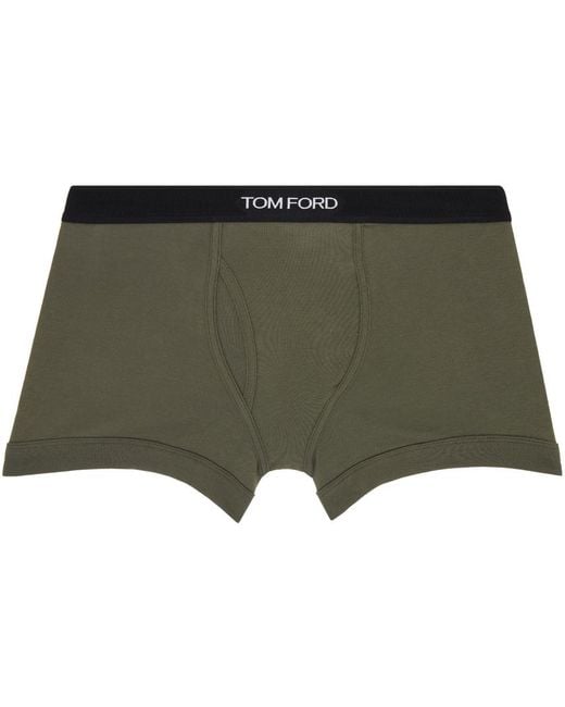 Tom Ford Green Khaki Classic Fit Boxer Briefs for men