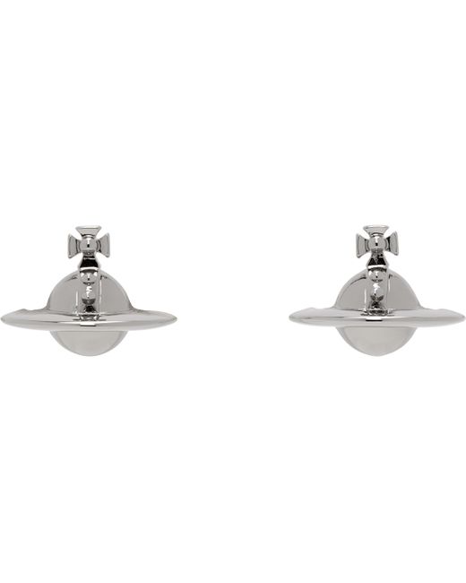 Vivienne Westwood Black Gunmetal Solid Orb Earrings for men