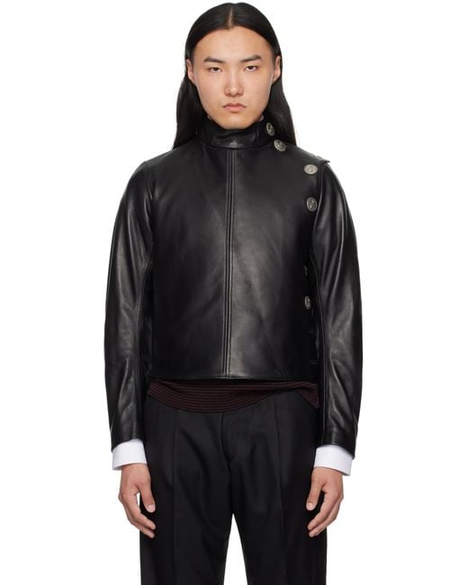 Enfants Riches Deprimes Black Fencing Leather Jacket for men