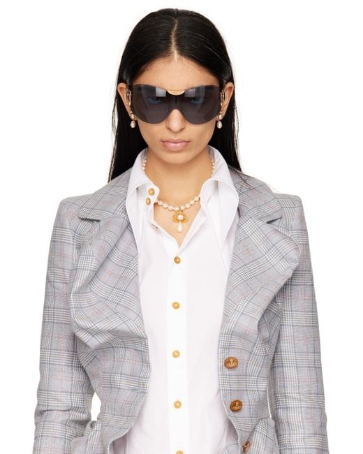 Vivienne Westwood White One Row Faux-Pearl Drop Choker