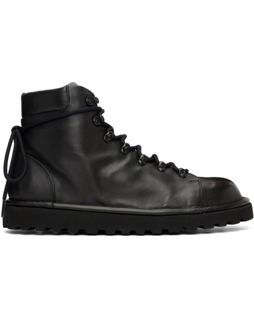 MARSELL Gomme Black Pallottola Crepping Leather Ankle Boots for men