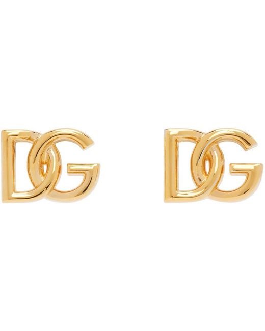 Dolce & Gabbana Black Dolce&gabbana Gold Logo Stud Earrings