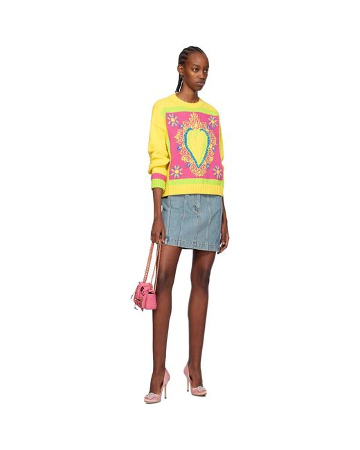 Moschino Orange Yellow Intarsia Sweater