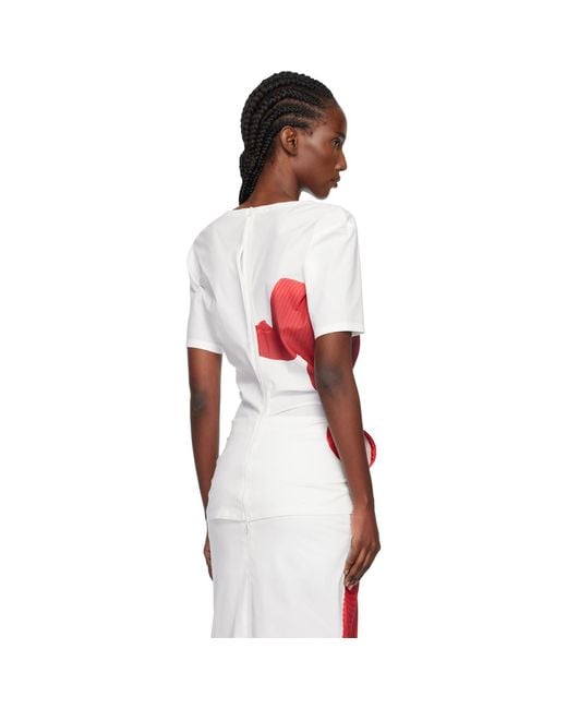 Issey Miyake Red Knit 'As Represented' Blouse