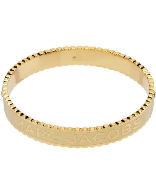 Marc Jacobs Metallic Gold & White 'the Medallion' Cuff Bracelet