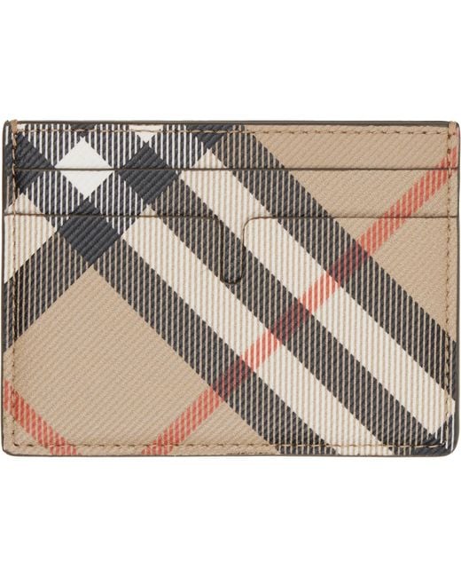 Burberry Gray Check Card Holder for men