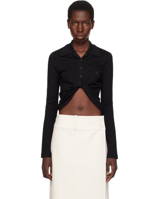 Polo Écourté Noir En Piqué À Ornement Torsadé Courreges en coloris Black
