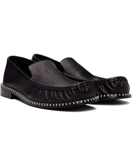 Dries Van Noten Black Leather Loafers for men
