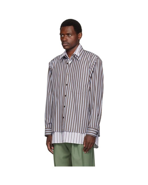 Dries Van Noten Green Double-Layer Cotton Shirt for men