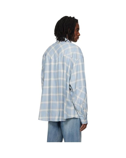 Wooyoungmi Blue Gradient Check Western Shirt for men