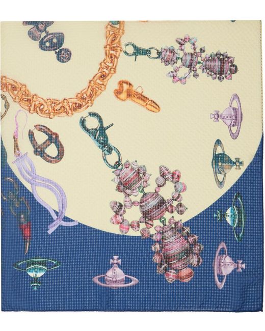 Vivienne Westwood Blue & Beige Heart Of Jewels Scarf for men