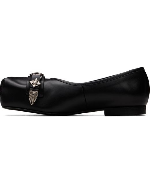 Toga Black Leather Ballerina Flats