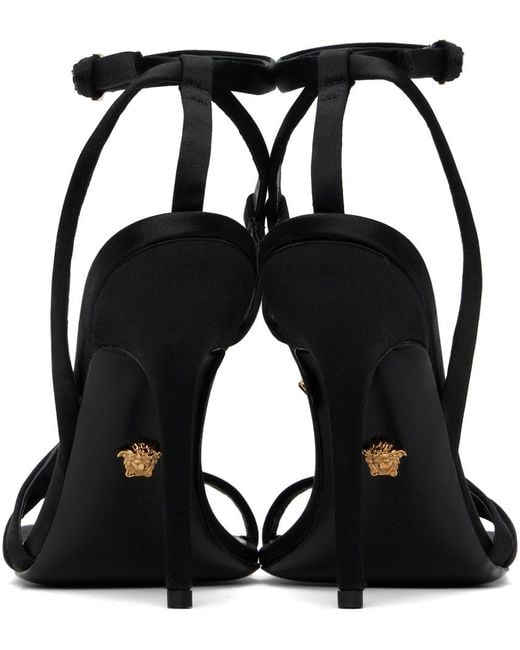 Versace Black Crystal Medusa '95 Heeled Sandals
