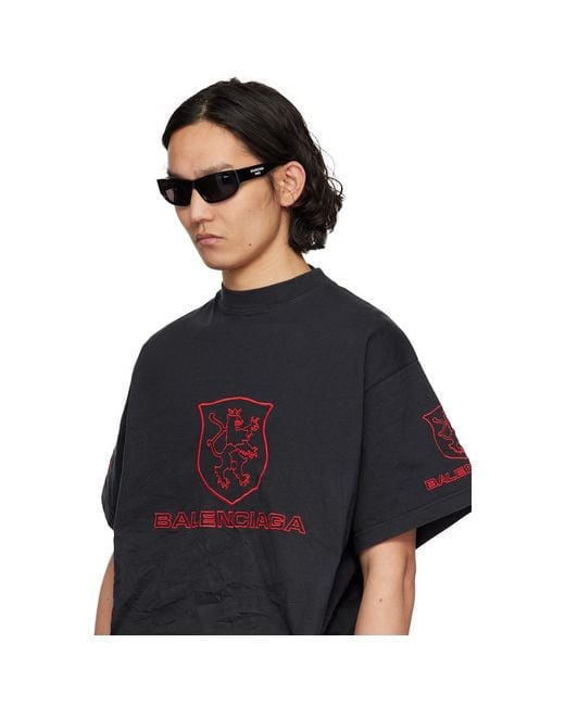 Balenciaga Black Rectangular Sunglasses for men