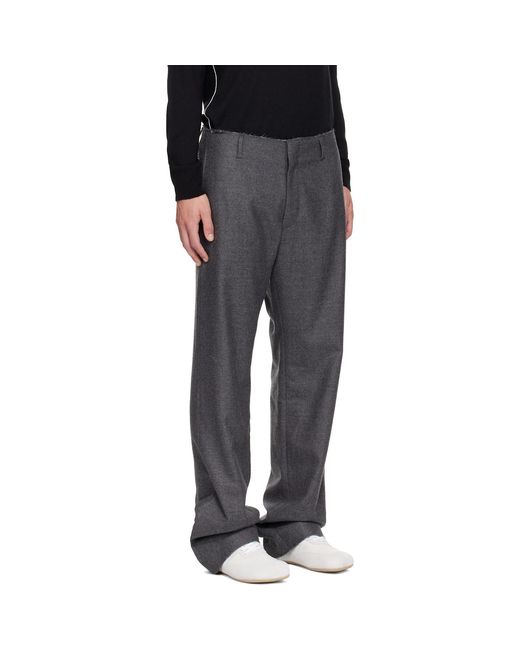MM6 by Maison Margiela Gray Pleated Cotton Wool Trousers for men