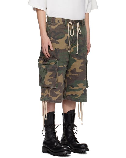 Satoshi Nakamoto Green Khaki Board Shorts for men