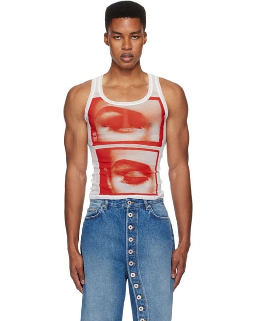 Jean Paul Gaultier Printed Eyes & Lips Mesh Tank Top in