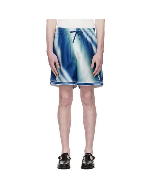 Casablanca Blue The Art Of The Serve Silk Shorts for men