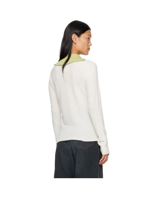 MM6 by Maison Margiela White Off- & Layered Neckline Pullover Sweater