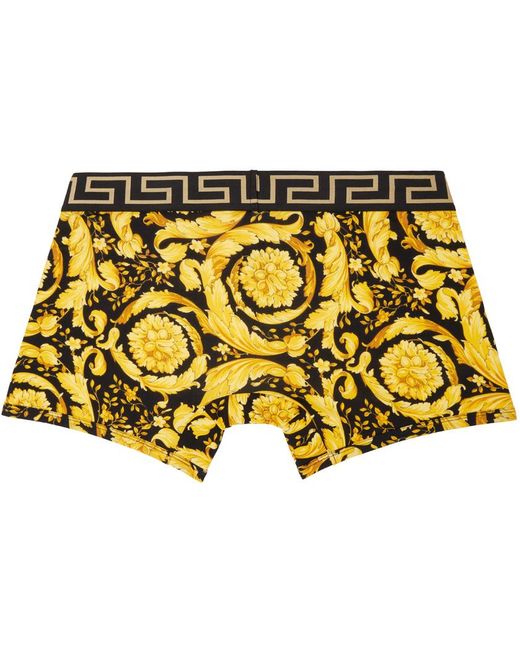 Boxer long noir et jaune à motif baroque Versace pour homme en coloris Yellow