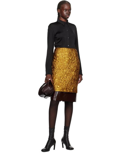 Dries Van Noten Black Gold Layered Midi Skirt